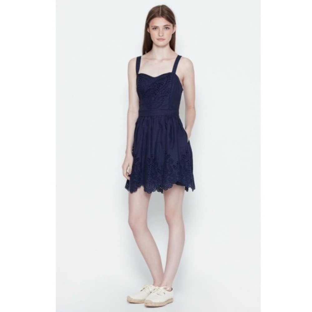 Joie Ornata Sleeveless Linen Lace Dress, Indigo